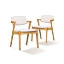 2x Wooden Dining Accent Chairs With Armrests Velvet Upholstery Padded