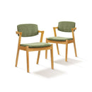 2x Wooden Dining Accent Chairs With Armrests Velvet Upholstery Padded