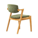 2x Wooden Dining Accent Chairs With Armrests Velvet Upholstery Padded