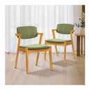2x Wooden Dining Accent Chairs With Armrests Velvet Upholstery Padded