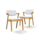 2x Wooden Dining Accent Chairs With Armrests Velvet Upholstery Padded