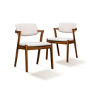 2x Wooden Dining Chairs With Armrests Velvet Upholstery Padded Seat