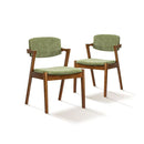 2x Wooden Dining Chairs With Armrests Velvet Upholstery Padded Seat
