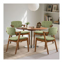 2x Wooden Dining Chairs With Armrests Velvet Upholstery Padded Seat