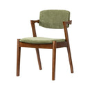 2x Wooden Dining Chairs With Armrests Velvet Upholstery Padded Seat