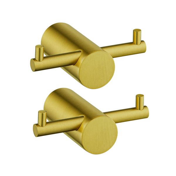 Brushed Gold Wall Double Towel Clothes Robe Hook Holder