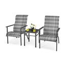 3 Piece PE Rattan Bistro Chairs with Coffee Table for Garden