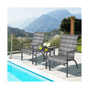 3 Piece PE Rattan Bistro Chairs with Coffee Table for Garden