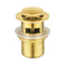 32 X 40Mm Basin Pop Up Waste Plug With Overflow Solid Brass Gold