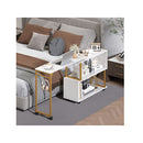 360 Degree Rotating Sofa Side Table With Storage Bookcase Hooks White