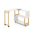 360 Degree Rotating Sofa Side Table With Storage Bookcase Hooks White