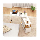 360 Degree Rotating Sofa Side Table With Storage Bookcase Hooks White
