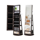360 Digree Swivel Jewelry Cabinet With Full-length Mirror Rustic Brown