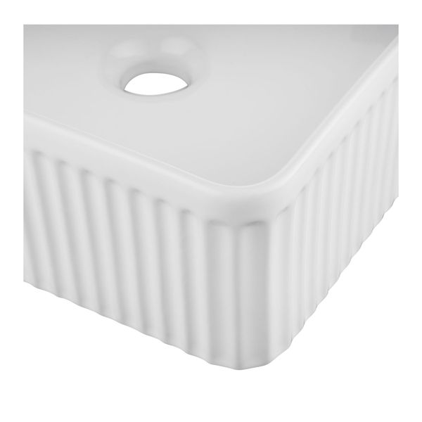 375Mm Bathroom Ceramic Basin Countertop Wash Square Bowl Gloss