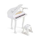 37 Keys Kids Piano Keyboard With Stool And Microphone White