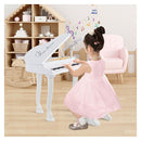37 Keys Kids Piano Keyboard With Stool And Microphone White
