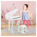 37 Keys Kids Piano Keyboard With Stool And Microphone White