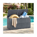 380L All Weather Patio Bench Storage Box Waterproof For Garden Black
