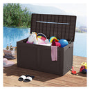380L Resin Deck Box Outdoor Waterproof Storage Bench With Lid Brown
