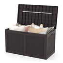 380L Resin Deck Box Outdoor Waterproof Storage Bench With Lid Brown