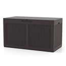 380L Resin Deck Box Outdoor Waterproof Storage Bench With Lid Brown