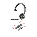 Poly Blackwire 3310 Monaural M Icrosoft Teams Certified Usb-C Headset Usb-C/A Adapter