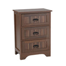 3 Drawer Vintage Bedside Table With Metal Handles Brown