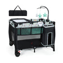 3 In 1 Baby Crib With Changing Table And Carry Bag Black