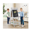 3 In 1 Foldable Double Sided Art Easel With Chalkboard Whiteboard Grey