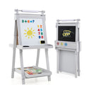 3 In 1 Foldable Double Sided Art Easel With Chalkboard Whiteboard Grey