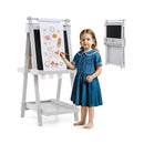 3 In 1 Foldable Double Sided Art Easel With Chalkboard Whiteboard Grey