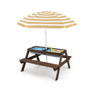 3 In 1 Kid Picnic Table Set With Removable Height Adjustable Umbrella