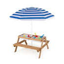 3 In 1 Kid Picnic Table Set With Removable Height Adjustable Umbrella