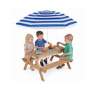3 In 1 Kid Picnic Table Set With Removable Height Adjustable Umbrella