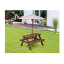 3 In 1 Kids Picnic Table With Removable Umbrella For Garden Yard