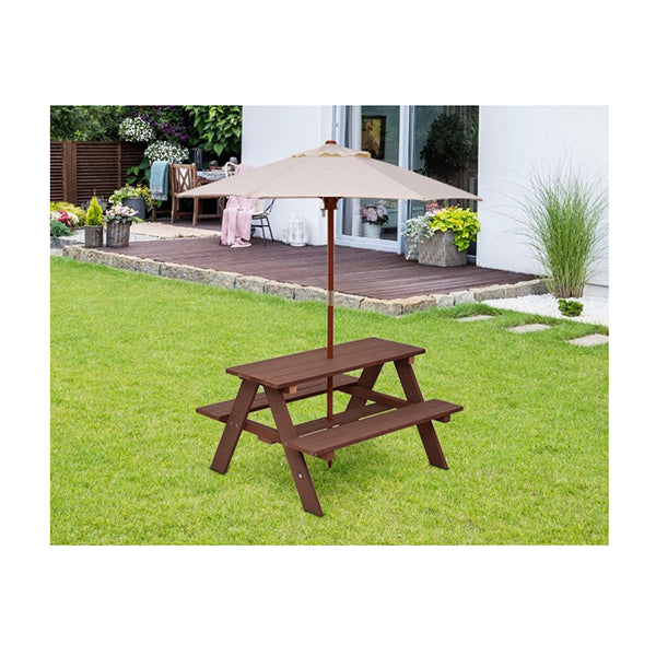3 In 1 Kids Picnic Table With Removable Umbrella For Garden Yard