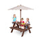 3 In 1 Kids Picnic Table With Removable Umbrella For Garden Yard