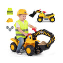 3 In 1 Kids Ride On Excavator Bulldozer With Engine Sound With Helmet