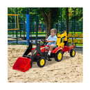 3 In 1 Kids Ride On Excavator With 6 Wheels And Detachable Trailer Red