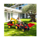 3 In 1 Kids Ride On Excavator With 6 Wheels And Detachable Trailer Red