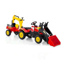3 In 1 Kids Ride On Excavator With 6 Wheels And Detachable Trailer Red