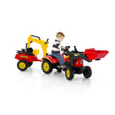 3 In 1 Kids Ride On Excavator With 6 Wheels And Detachable Trailer Red