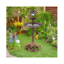 3 In 1 Outdoor Solar Lighted Bird Bath With Flower Planter Base Bronze