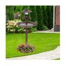 3 In 1 Outdoor Solar Lighted Bird Bath With Flower Planter Base Bronze