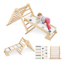 3 In 1 Pikler Triangle Climbing Set With Dual Side Ramp Natural