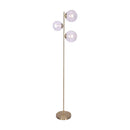 3 Light Gold Metal Floor Lamp With Glass Shades