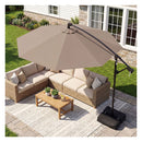 3M Offset Cantilever Patio Umbrella With Rotation And Crank Lift Brown