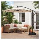 3M Offset Hanging Umbrella With Base Patio Cantilever Umbrella