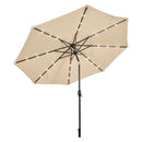 3M Patio Market Umbrella With Solar Led And Adjustment Crank