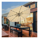 3M Patio Market Umbrella With Solar Led And Adjustment Crank